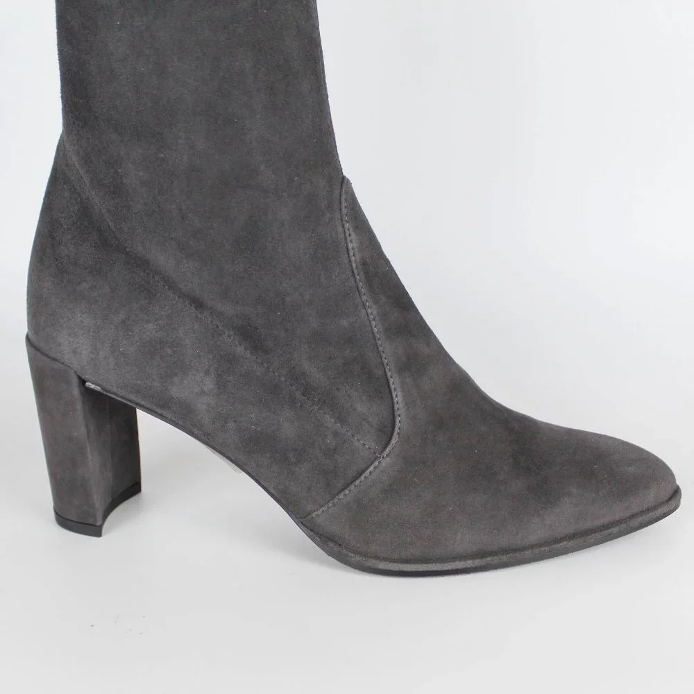 NEW Stuart Weitzman Landmark Pointed Toe Over the Knee Boots, Slate, US 10